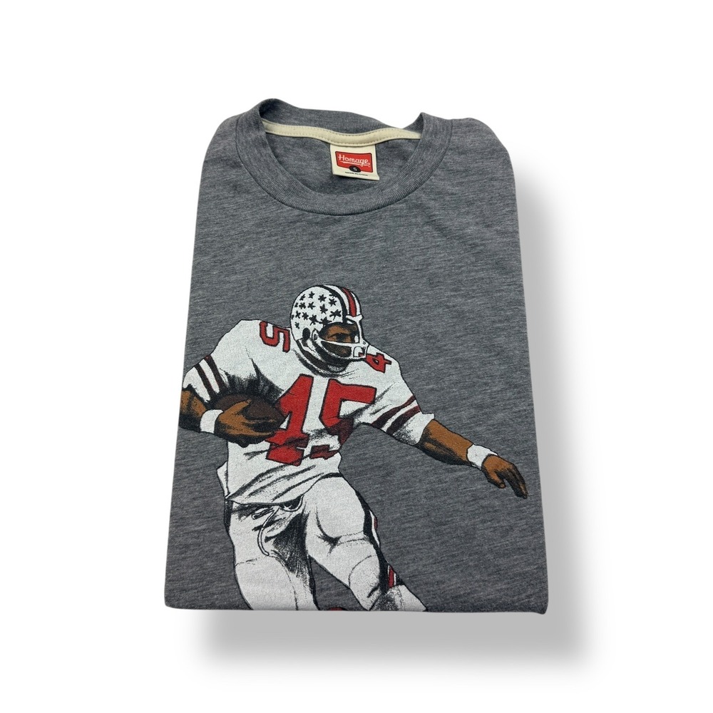 Homage‎ Archie 45 Football Graphic T-Shirt Men's Size Small Gray Tee